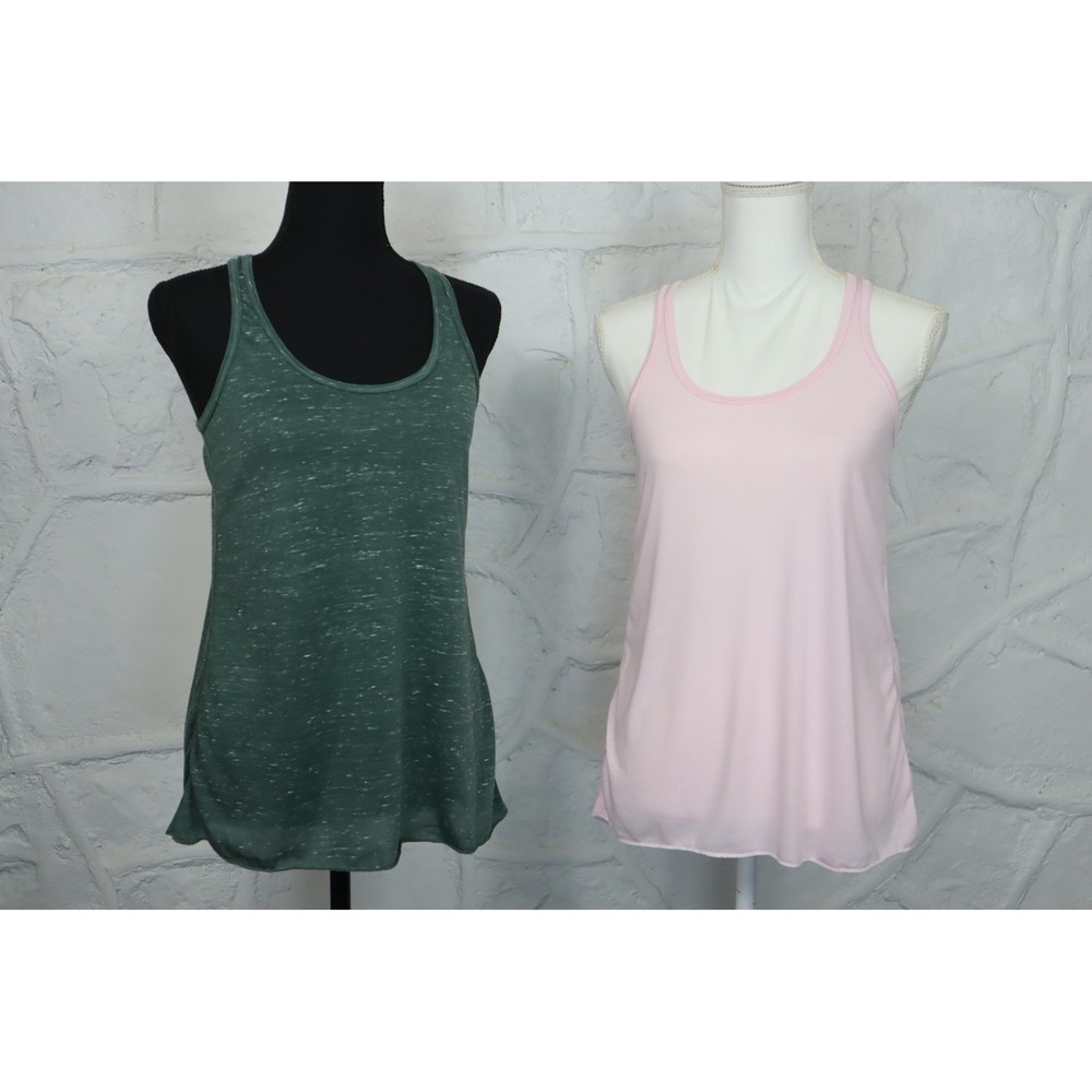 Women's Flowy Tank Set - Green, Pink - Size S
